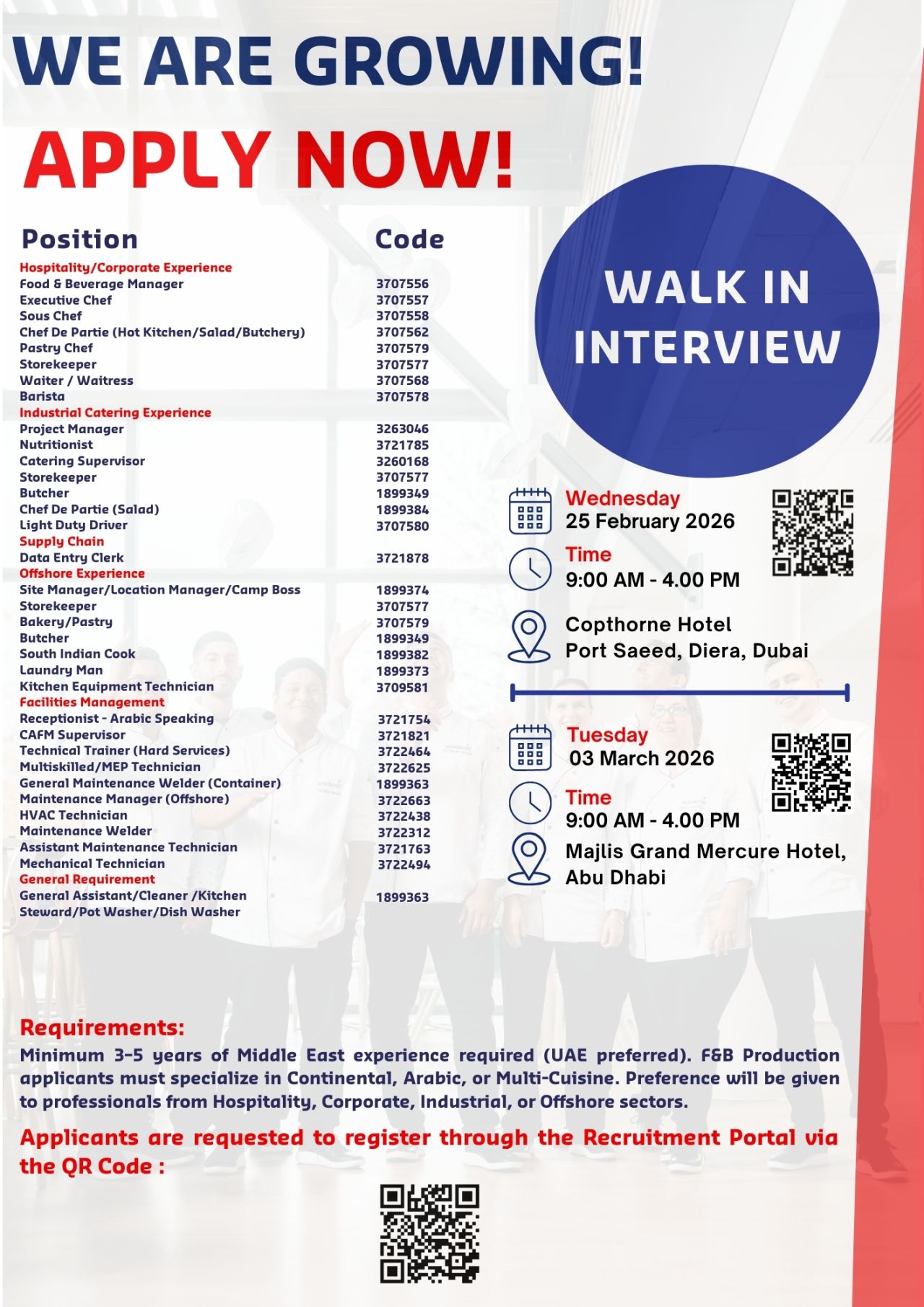 Walk In Interview In Dubai Walk-in Interview in UAE 2026 – Hospitality, Catering & Facilities ...